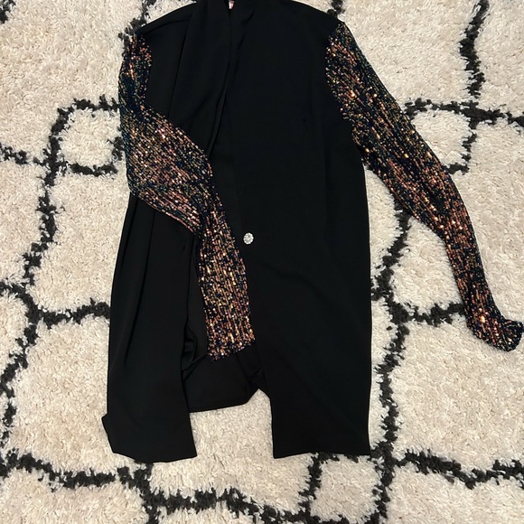 Zig Zag Stripe Blazer with Sequin Sleeves - Picture 1 of 4